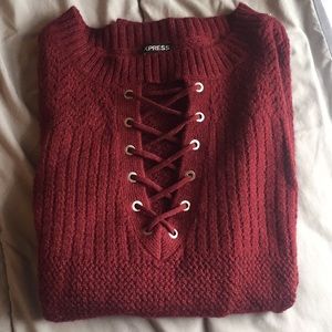 Express Lace Up Crop Sweater